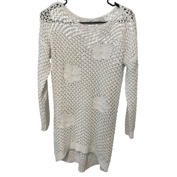 Skovhuus Womens White Knit Sweater S Beach Vacation Boho - Picture 1 of 6